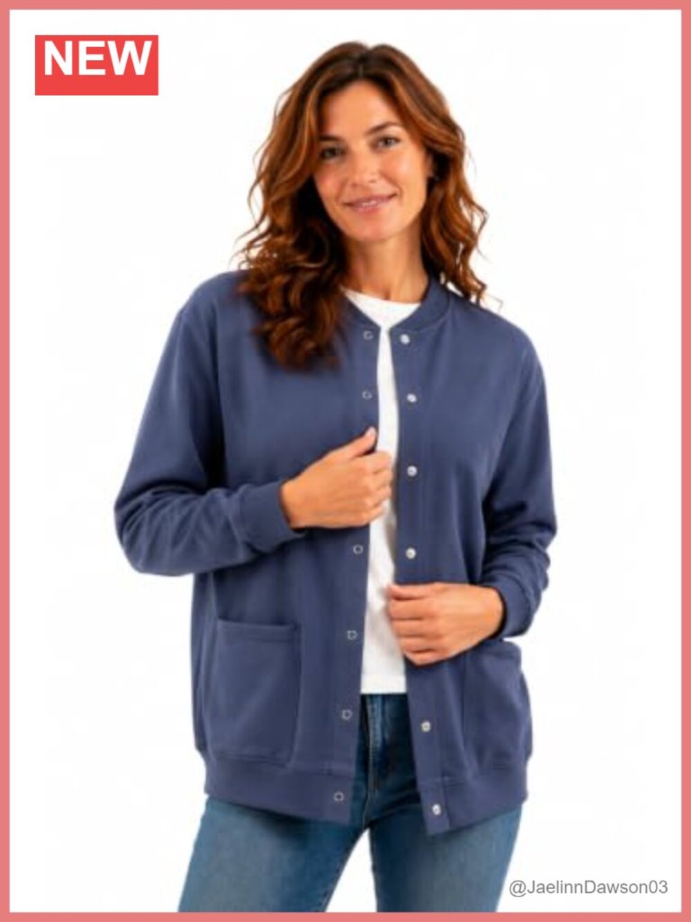 Womens Fleece Snap Front Cardigan Lightweight Baseball Jacket Pockets